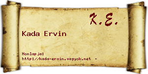 Kada Ervin névjegykártya
